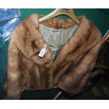 A VINTAGE LADIES PASTEL MINK FUR BOLERO JACKET/CAPE