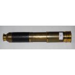 A LATE 19TH CENTURY LACQUERED BRASS THREE DRAW TELESCOPE