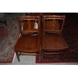 A SET OF SIX 19TH CENTURY ELM, FRUIT WOOD AND ASH SUFFOLK DINING CHAIRS, THE BAR AND BALL BACKS WITH