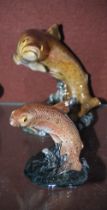 BESWICK MODEL OF A TROUT NO. 1032, TOGETHER WITH ANOTHER SMALLER BESWICK MODEL OF A TROUT NO. 1390.