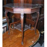 EARLY 20TH CENTURY MAHOGANY OCTAGONAL TABLE SUPPORTED ON FOUR ACANTHUS SCROLL CARVED CABRIOLE LEGS