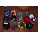 COLLECTION OF FOURTEEN ASSORTED CAITHNESS GLASS PAPERWEIGHTS.