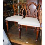 PAIR OF LATE 19TH/ EARLY 20TH CENTURY SHAPED BALLOON-BACKED SALON CHAIRS, THE BACKS WITH TAPERING