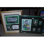 FOOTBALL MEMORABILIA - TWO FRAMED SIGNED GROUPS OF MEMORABILIA OF HIBERNIAN FC, INCLUDING SIGNED