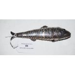 CONTINENTAL SILVER MODEL OF AN ARTICULATED FISH, IMPORT MARKS DATED 1901 WITH INLAID RED CABOCHON