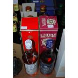 GROUP OF EIGHT BOTTLES OF WHISKY, INCLUDING FOUR BOTTLES OF JOHNNIE WALKER RED LABEL, A BOXED BOTTLE