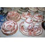 COALPORT INDIAN TREE CORAL PATTERN DINNER SERVICE, INCLUDING TWO TUREENS AND COVERS, DINNER