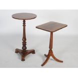 Two 19th century occasional tables, one rosewood with top of rounded rectangular form on a turned