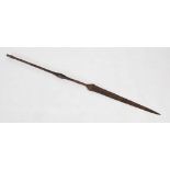 Tribal Art - A spear, Congo, late 19th/ early 20th century, with double edged blade and wire bound