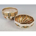 Two Japanese Late Meiji / Taisho period Satsuma bowls, the larger of round form, the smaller of