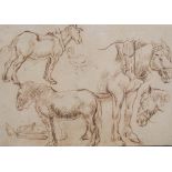 18th century Dutch School Sketches of horses and chickens Ink on paper, unsigned 11.5cm x 16cm