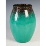 A Monart vase, shape MF, mottled black and green with gold coloured inclusions, 20.5cm high.