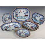 Ten pieces of a Chinese Export famille rose porcelain dinner service, late 18th / early 19th