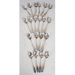 A collection of Scottish Provincial silver teaspoons, Aberdeen, late 18th century, to include; a set