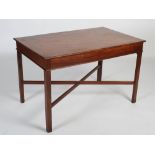 A 19th century mahogany silver table, of plain rectangular form on four square legs united by an x-