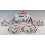 Six pieces of a late 18th / 19th century Chinese Export famille rose porcelain dinner service, all