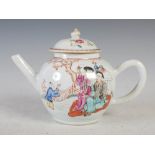 A late 18th / early 19th century Chinese famille rose porcelain teapot and cover, the round body