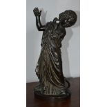 A 19th century bronze figure group of girl, dove and serpent, 23cm high. Provenance: The selected