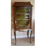 A 19th century mahogany, marquetry and gilt metal mounted vitrine, the rectangular caddy top with