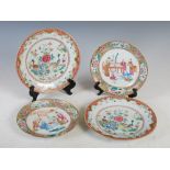 Two pairs of 19th century Chinese famille rose porcelain plates