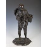 A large Japanese Meiji Period patinated bronze figure / okimono, attributed to Genryusai Seiya,