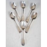 Six Scottish Provincial silver Fiddle pattern table spoons, Aberdeen, late 18th/ early 19th century,