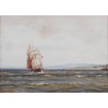 Patrick Downie RSW (Scottish 1854-1945) Shipping, probably on the Clyde watercolour, signed lower