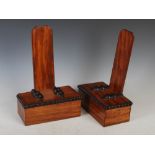 A pair of Regency mahogany plate stands, each with rectangular support above a rectangular loaded