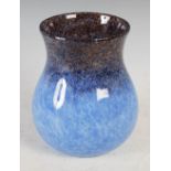 A Monart vase, shape SA, mottled dark and light blue with gold coloured inclusions, bearing original
