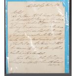 An autographed letter of the Duke of Wellington, Arthur Wellesley, signed 'Wellington', written at