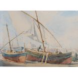 •AR Martin Hardie CBE RE RI VPRI RSW (British 1875-1952) El Grao, fisherman tending their boats
