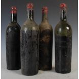 Vintage wine- Four bottles to include, one Chateau Latour, 1945, no label, another Chateau Latour