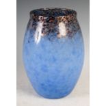 A Monart vase, shape MF, mottled blue with gold coloured inclusions, 20.5cm high.