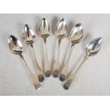 A set of six Scottish Provincial silver fiddle pattern dessert spoons, James Erskine, Aberdeen, c.