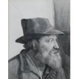 Early 20th century Scottish school A man in a hat en grisaille watercolour on paper, unsigned 20cm x