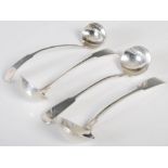 Two pairs of Scottish Provincial silver toddy ladles, Aberdeen, early 19th century, to include; a