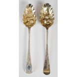 Two Scottish Provincial silver fruit spoons, Aberdeen, c.1795, one John Leslie, struck IL,