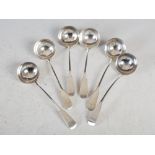A set of six Scottish Provincial silver Paddle pattern toddy ladles, James Erskine, Aberdeen, c.