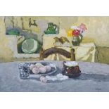 •AR Michel Terrasse (French 1928 - 2002) Nature morte or et argent Gouache on paper, signed 'M