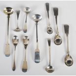 A collection of Scottish Provincial silver cruet spoons, Aberdeen, late 18th/ early 19th century, to