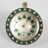 An early 20th century French clear glass spherical shaped boudoir/ desktop clock, the circular