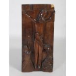A 16th / 17th century Greek Orthodox / Byzantine carved wooden panel, depicting The Crucifixion with