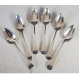 A set of six Scottish Provincial silver Old English pattern tablespoons, William Jamieson, Aberdeen,