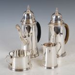 An Irish silver four piece cafe au lait set, maker Royal Irish Silver Co / Ltd, Dublin 1968,