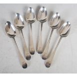 A set of six Scottish Provincial silver Old English Pattern dessert spoons, Alexander Thomson,