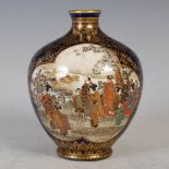 A Japanese Late Meiji / Taisho period Satsuma vase, of ovoid form with short flaring neck, the