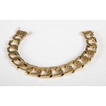 A 9ct gold bracelet, formed of sixteen links with textured finish, gross weight 69.1 grams, 22cm