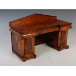 A rare 19th century rosewood miniature sideboard apprentice piece, of breakfront form with a chevron