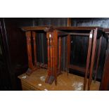 A NEST OF THREE MAHOGANY GRADUATED OCCASIONAL TABLES TOGETHER WITH TWO EDWARDIAN MAHOGANY AND