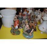 COLLECTION OF SIX ASSORTED CAPODIMONTE PORCELAIN FIGURE GROUPS.